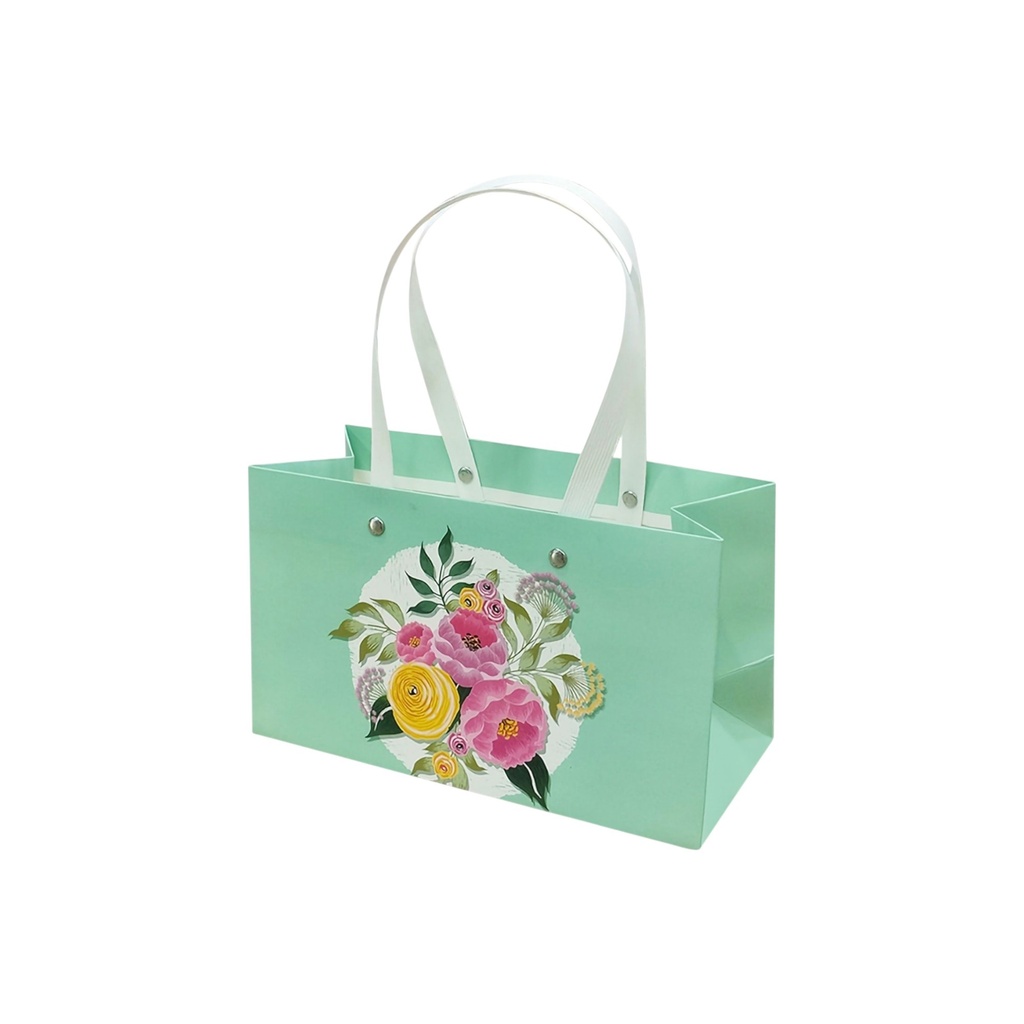  Straw Handle Medium Gift Bag Teal
