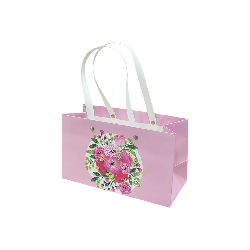  Straw Handle Medium Gift Bag Pink