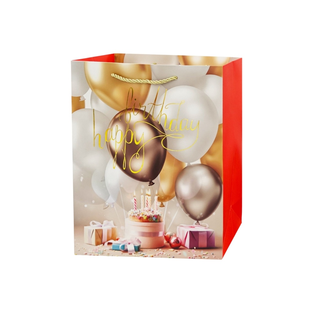 Balloon Fun HBD Medium Gift Bag Gold