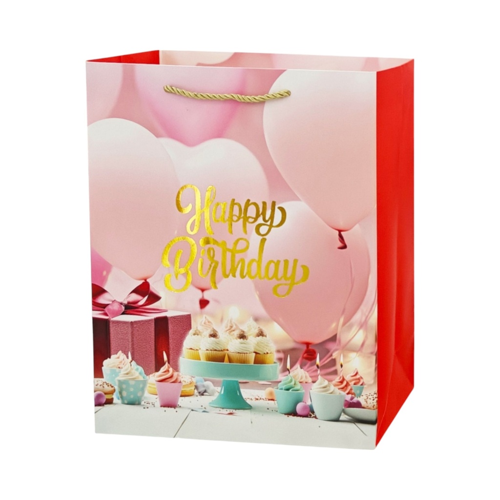 Balloon Fun HBD Large Gift Bag Pink