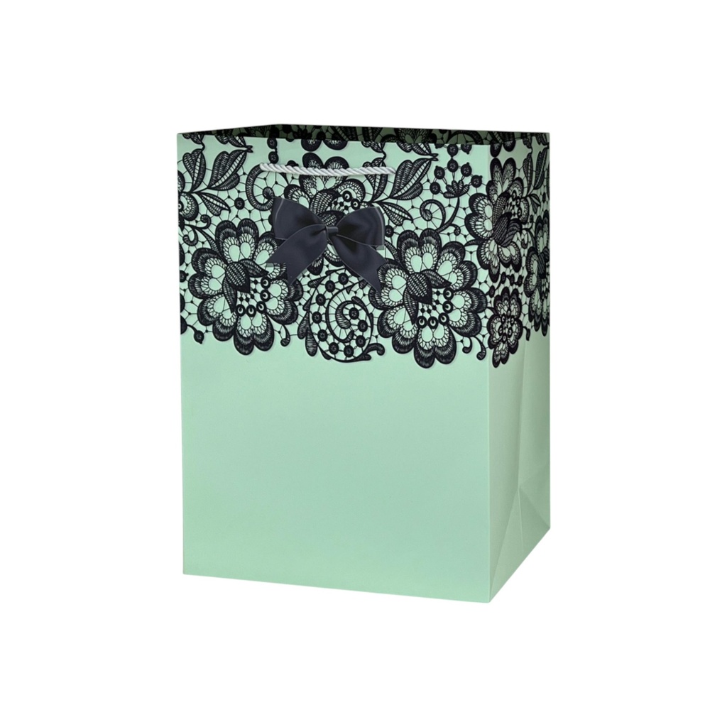 Bow Tie Floral Medium Gift Bag Light Blue