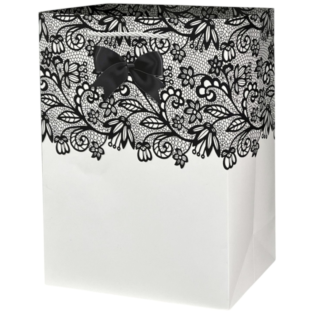 Bow Tie Floral Jumbo Gift Bag White