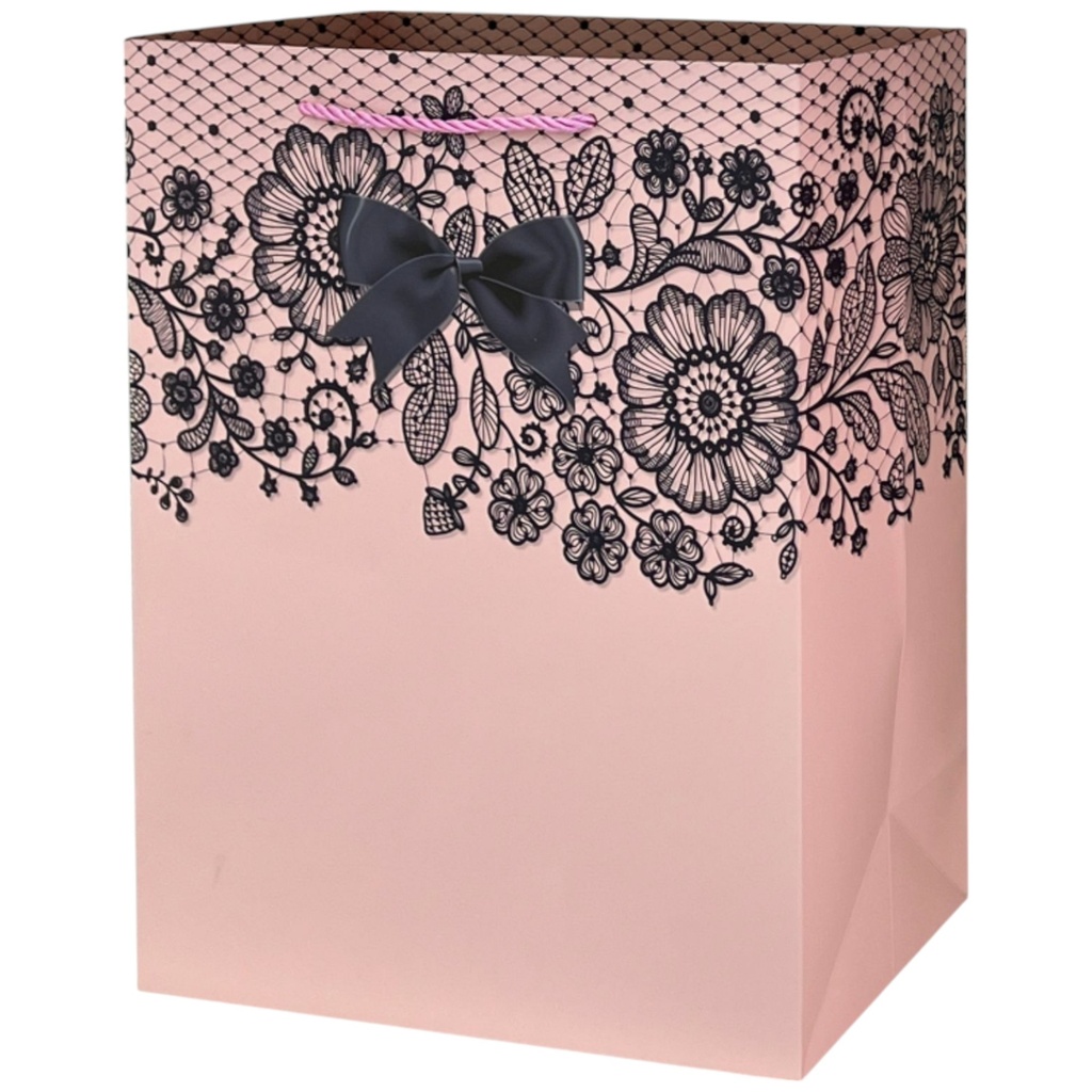 Bow Tie Floral Jumbo Gift Bag Pink