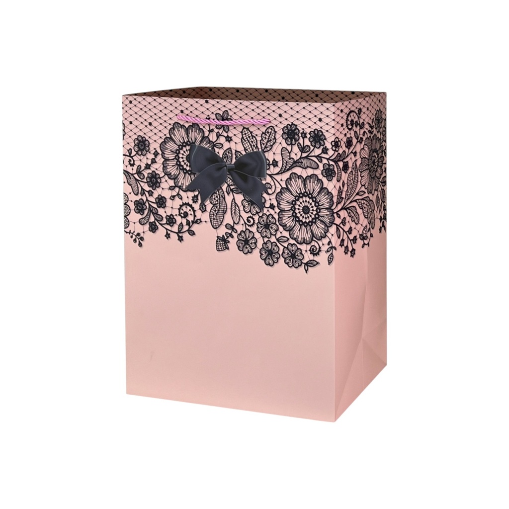 Bow Tie Floral Medium Gift Bag Pink