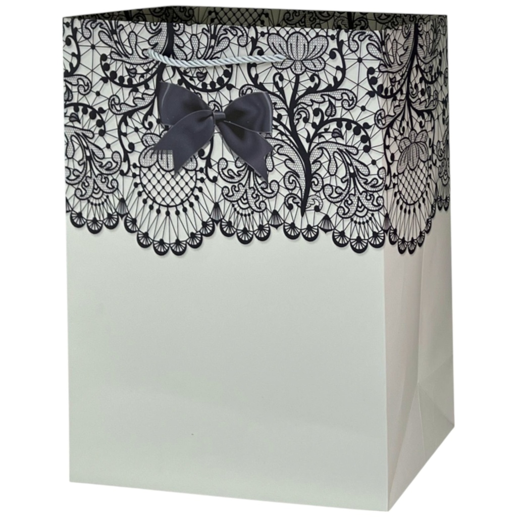 Bow Tie Floral Jumbo Gift Bag Silver