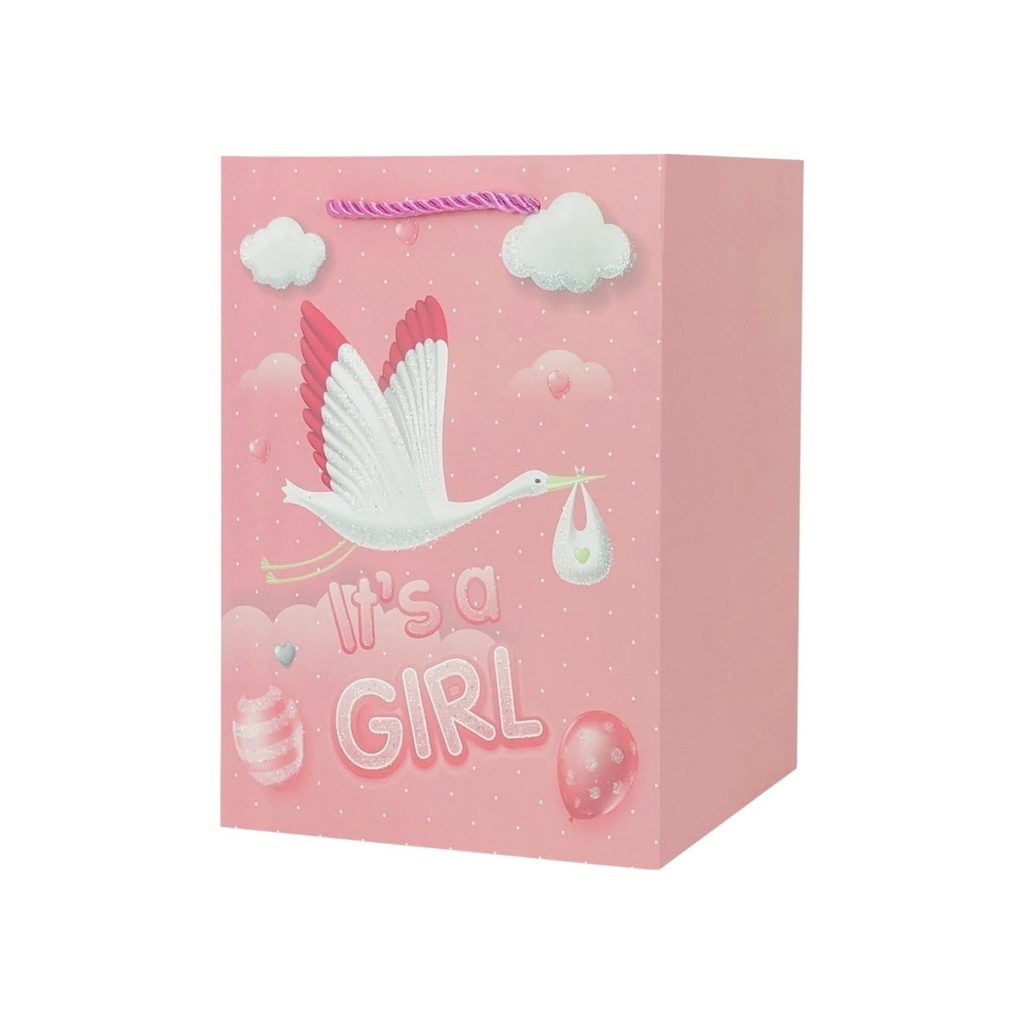 It's A Girl Medium Gift Bag Pink Swan