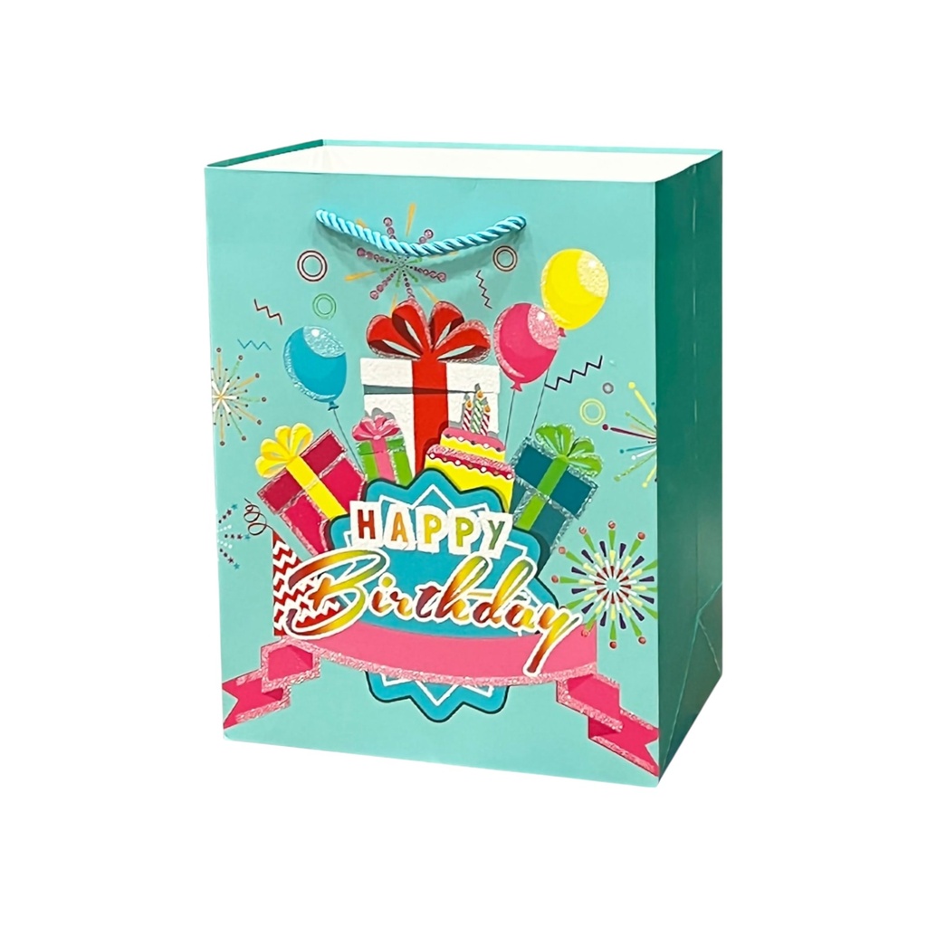 HBD Medium Gift Bag Blue Prest