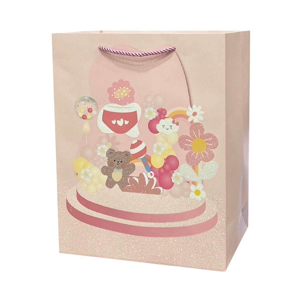 Baby Shower Large Gift Bag Festive Pink