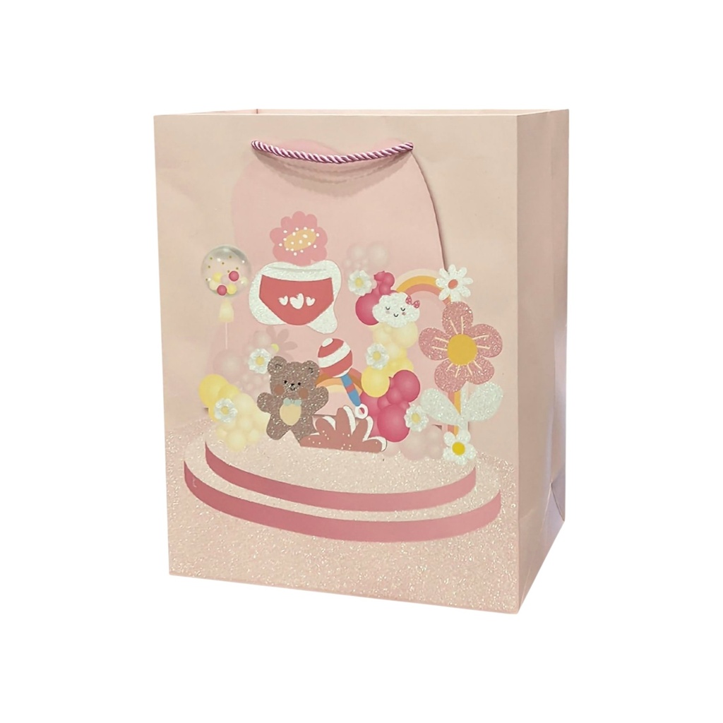 Baby Shower Medium Gift Bag Festive Pink