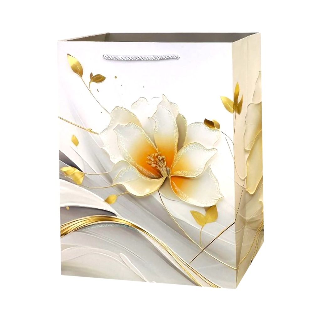 Golden Floral Large Gift Bag Silver