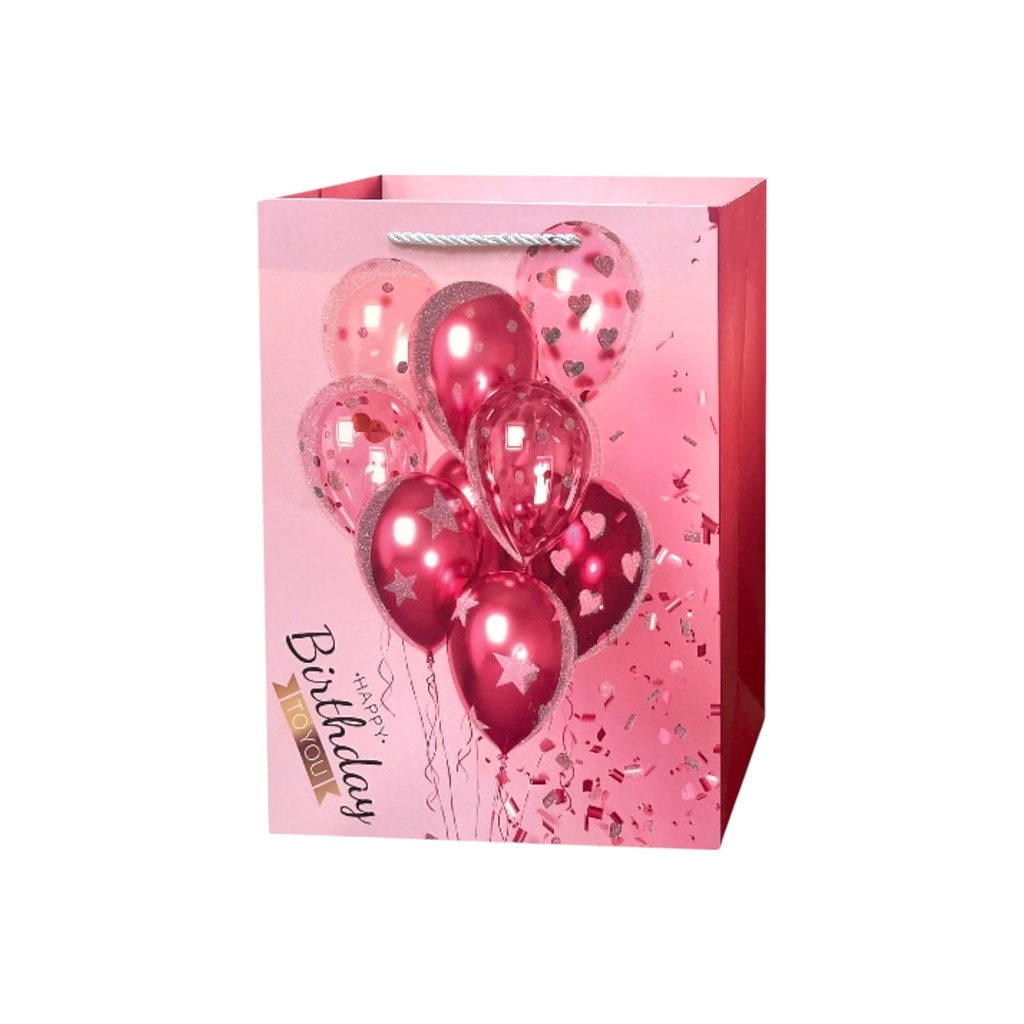 HBD Balloon Festive Medium Gift Bag Hot Pink