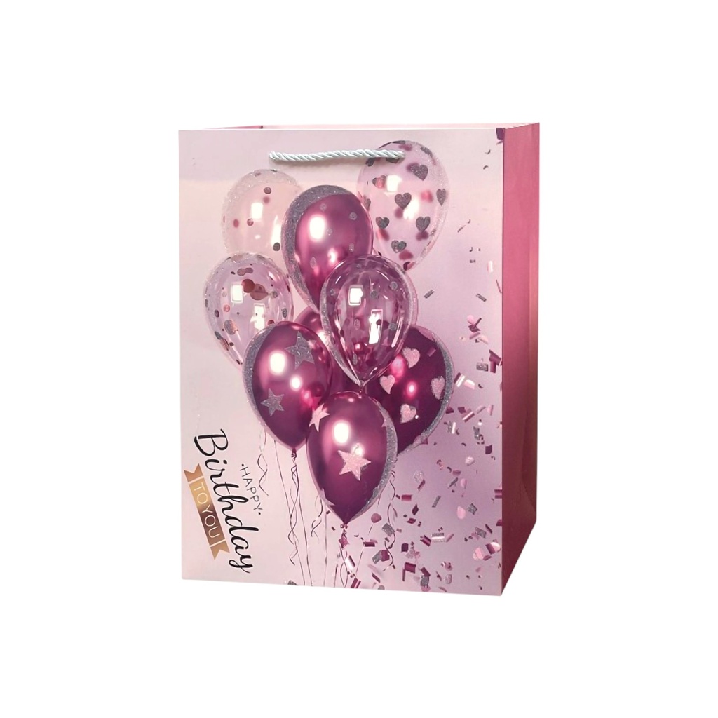 HBD Balloon Festive Medium Gift Bag H.Purple