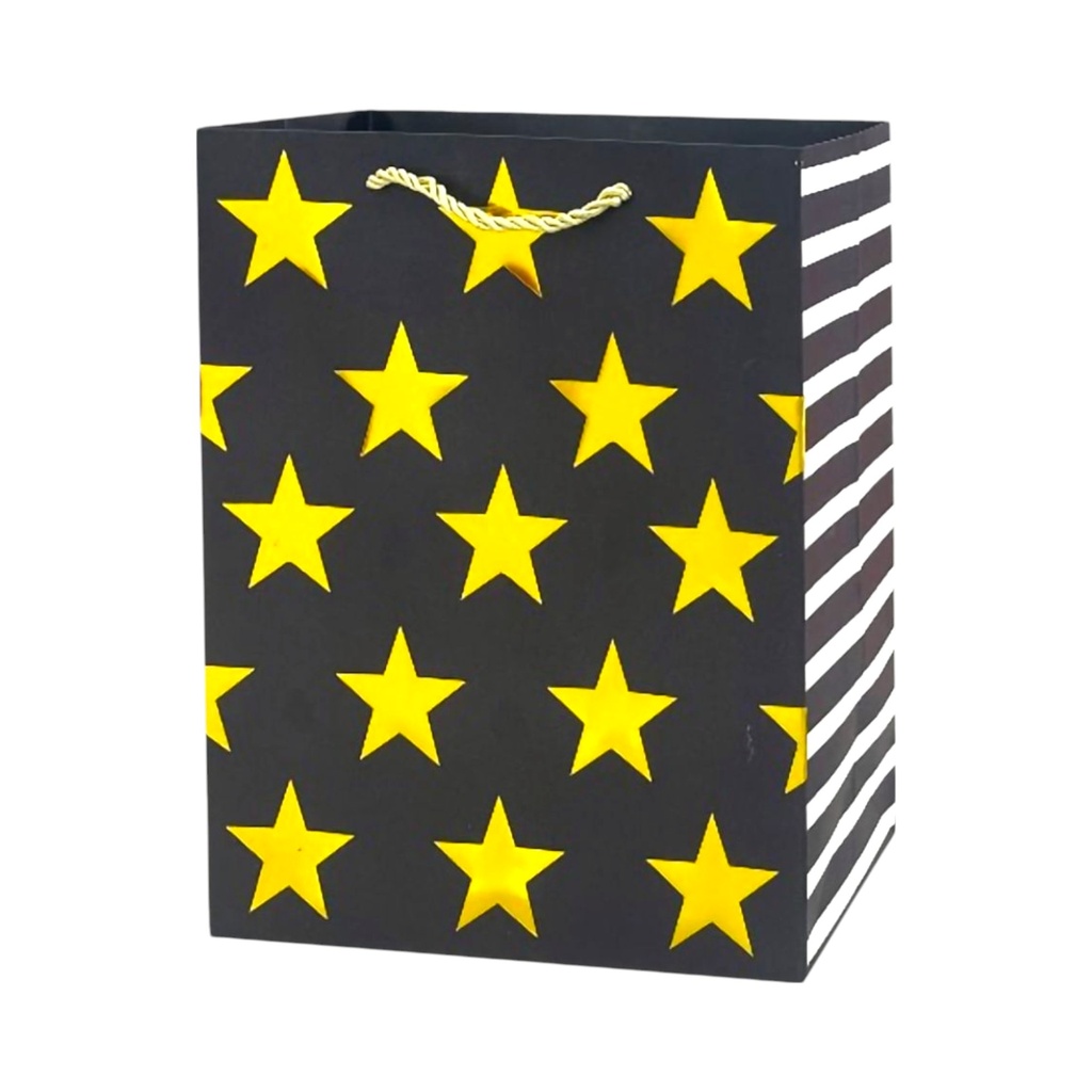 Stars Large Gift Bag Black - Stripes