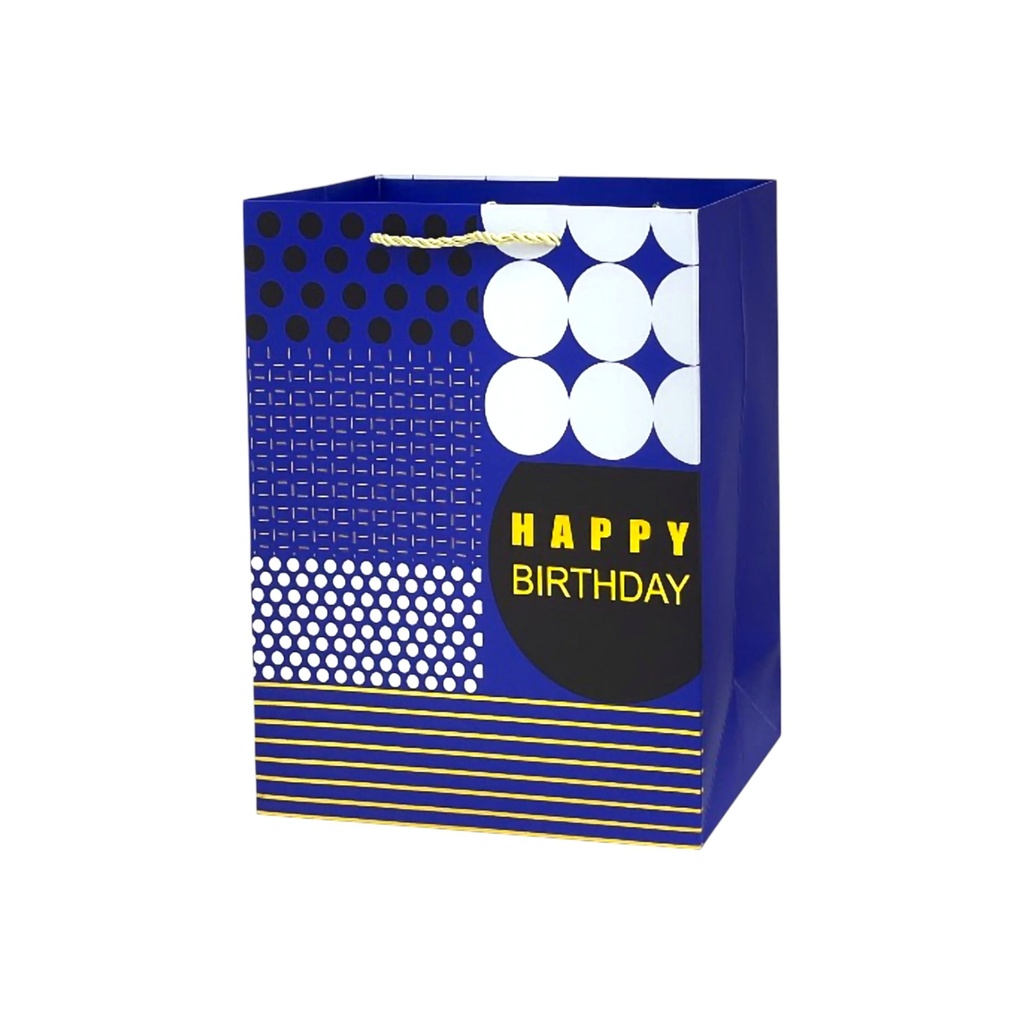HBD Gentelmen Medium Gift Bag Blue