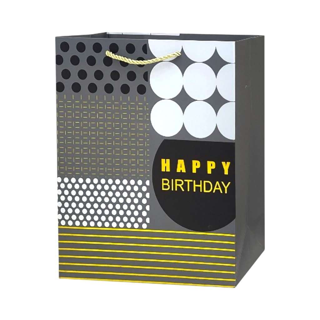 HBD Gentelmen Large Gift Bag Silver