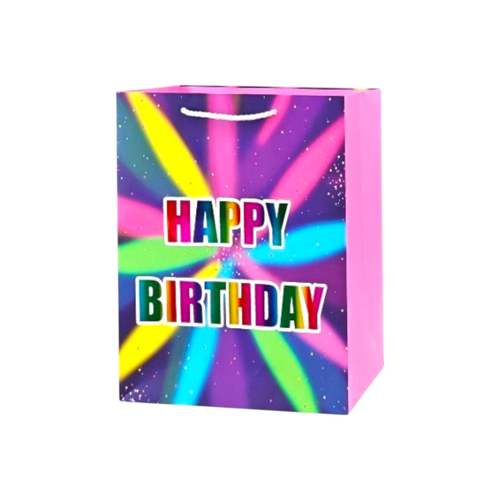 Rainbow HBD Medium Gift Bag Retro