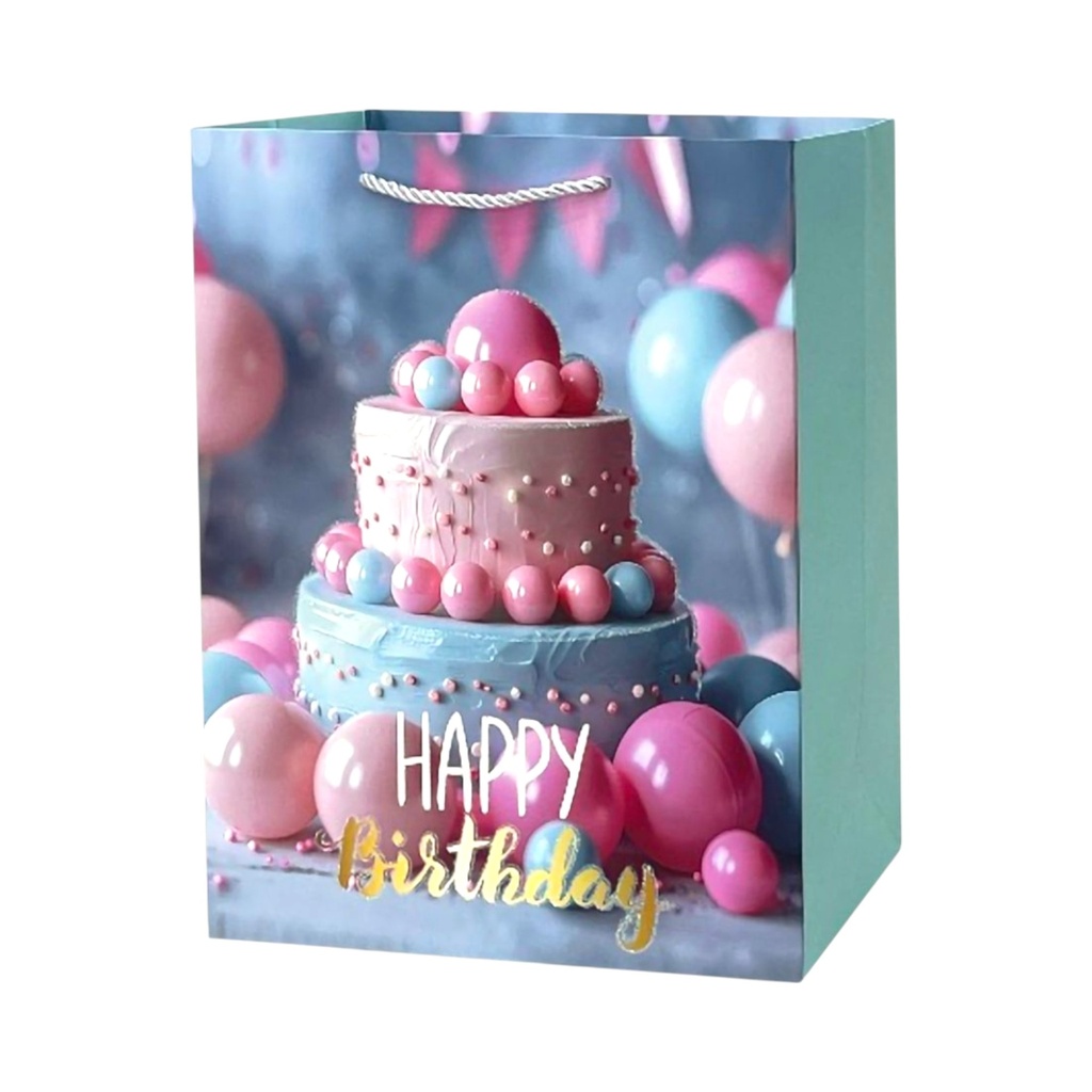 HBD Large Gift Bag Pink Pearl Cake