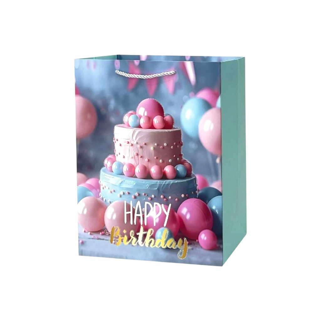 HBD Medium Gift Bag Pink Pearl Cake