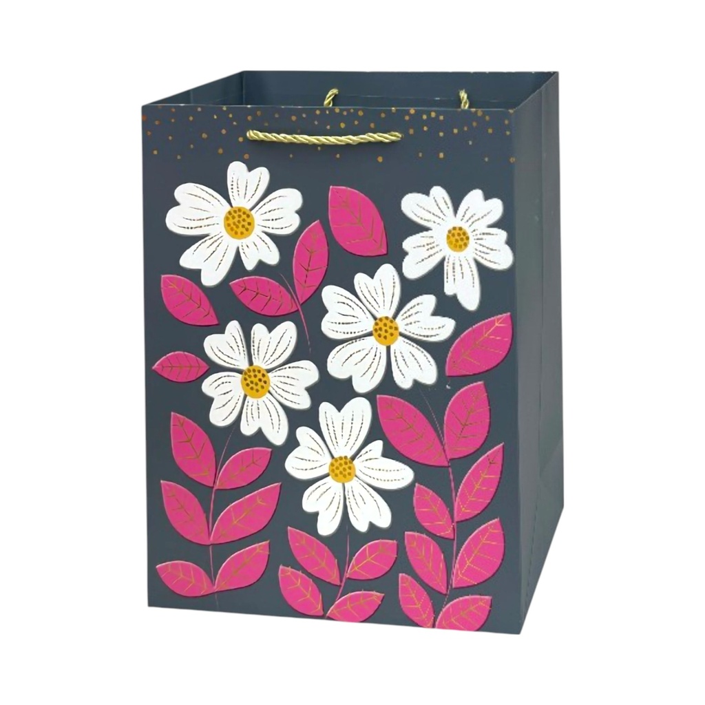 Daisies Large Gift Bag Black