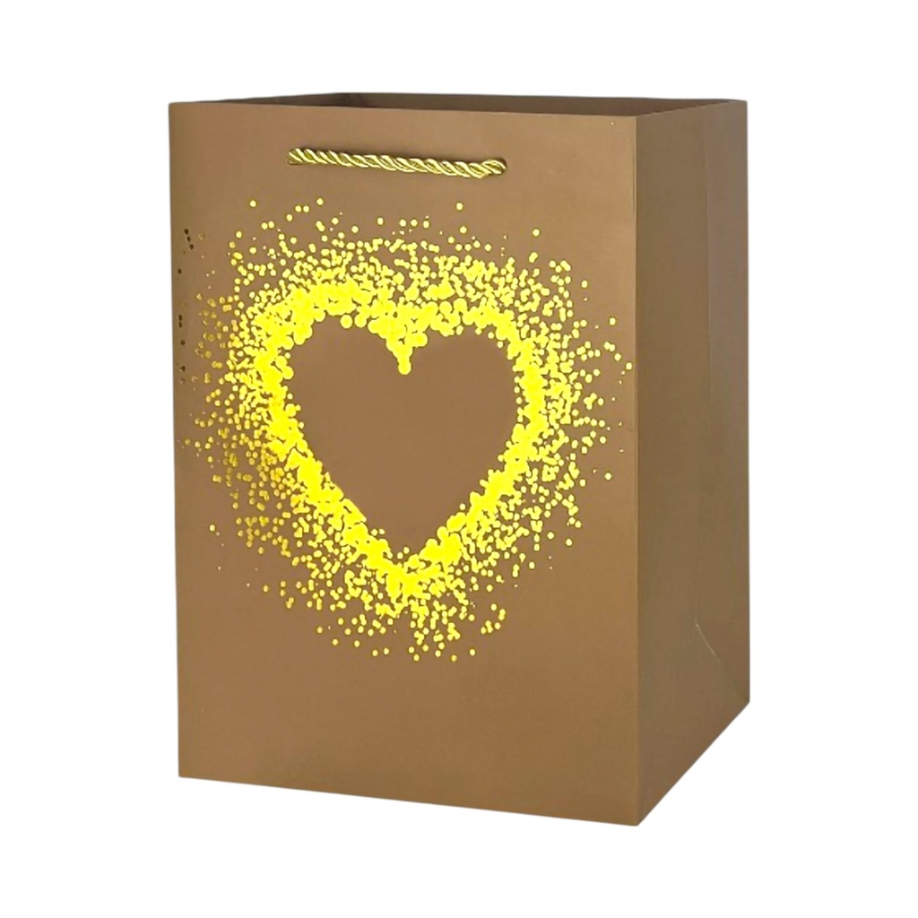 Glitter Heart Large Gift Bag Gold
