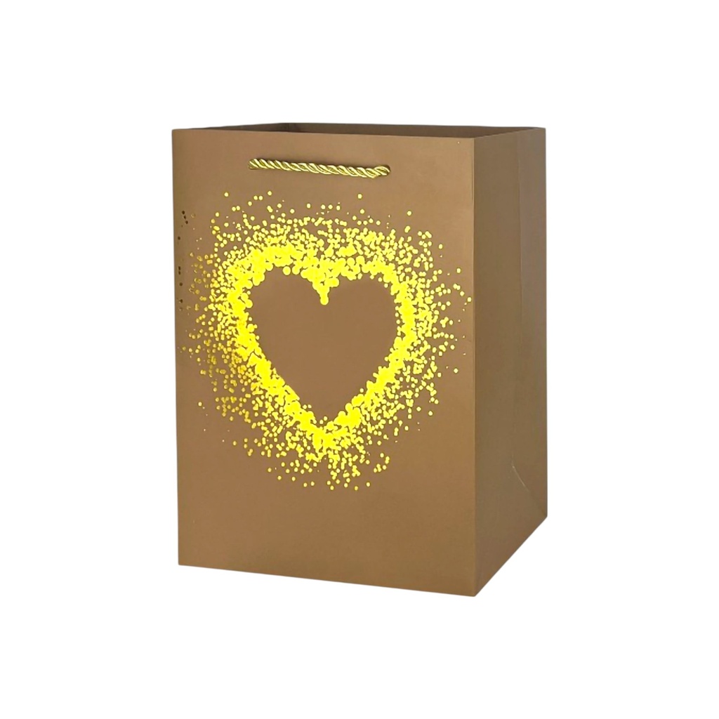 Glitter Heart Medium Gift Bag Gold
