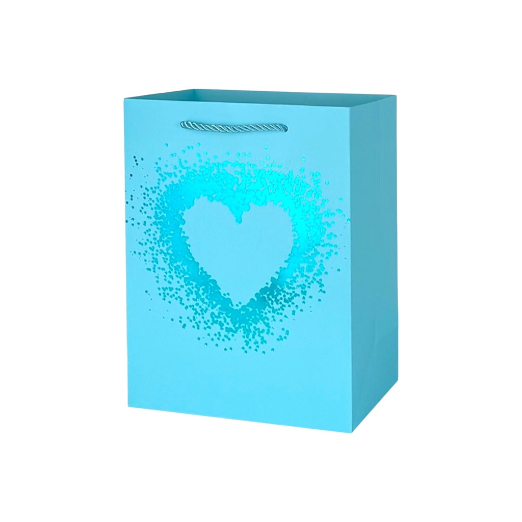 Glitter Heart Medium Gift Bag Blue