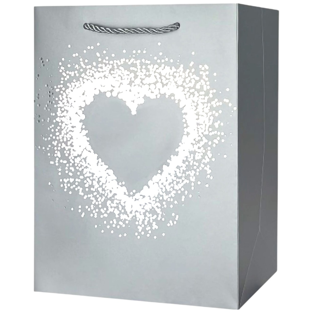 Glitter Heart Jumbo Gift Bag Silver