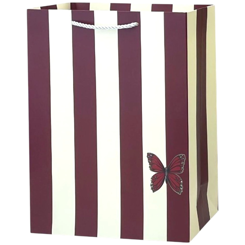 Stripe Butterfly Jumbo Gift Bag Brown