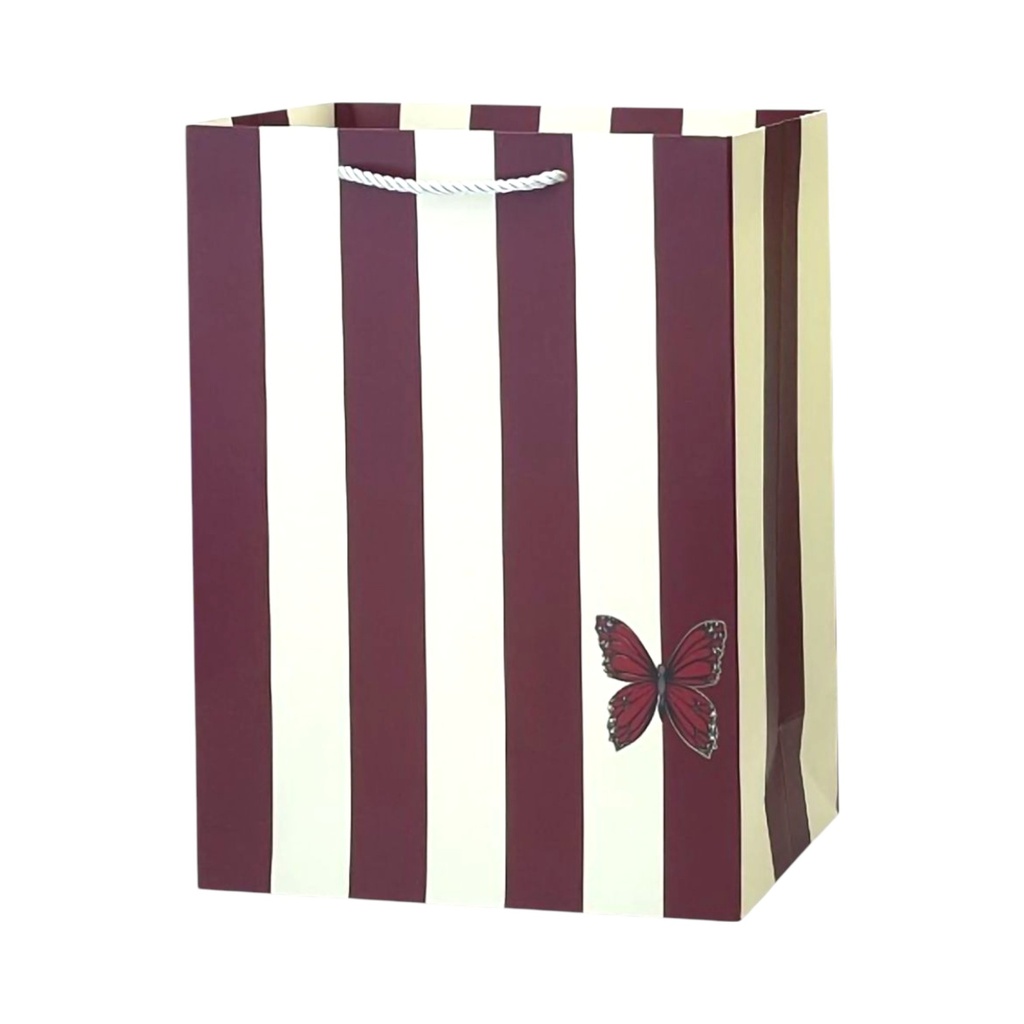 Stripe Butterfly Large Gift Bag Brown