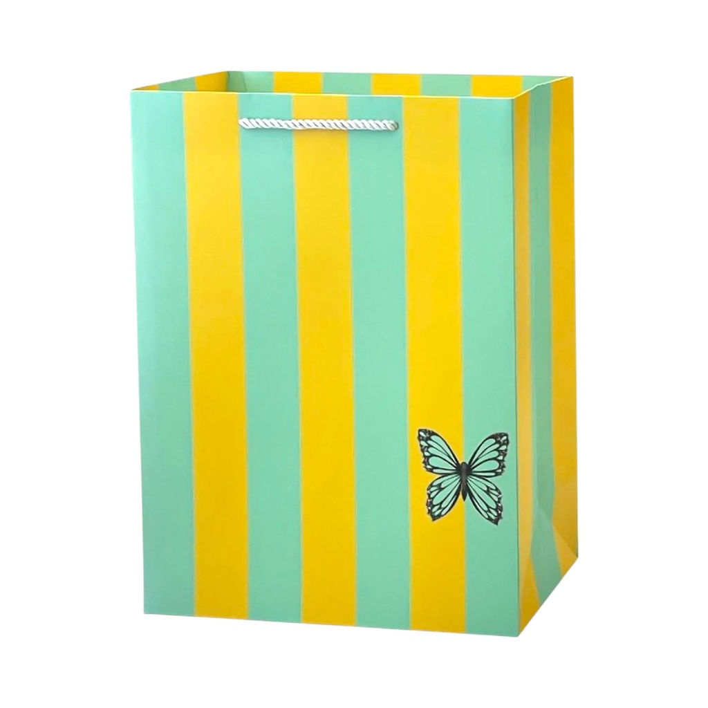 Srtipe Butterfly Large Gift Bag Teal