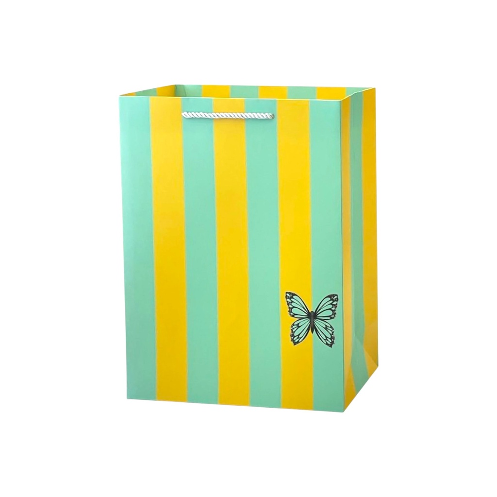 Stripe Butterfly Medium Gift Bag Teal