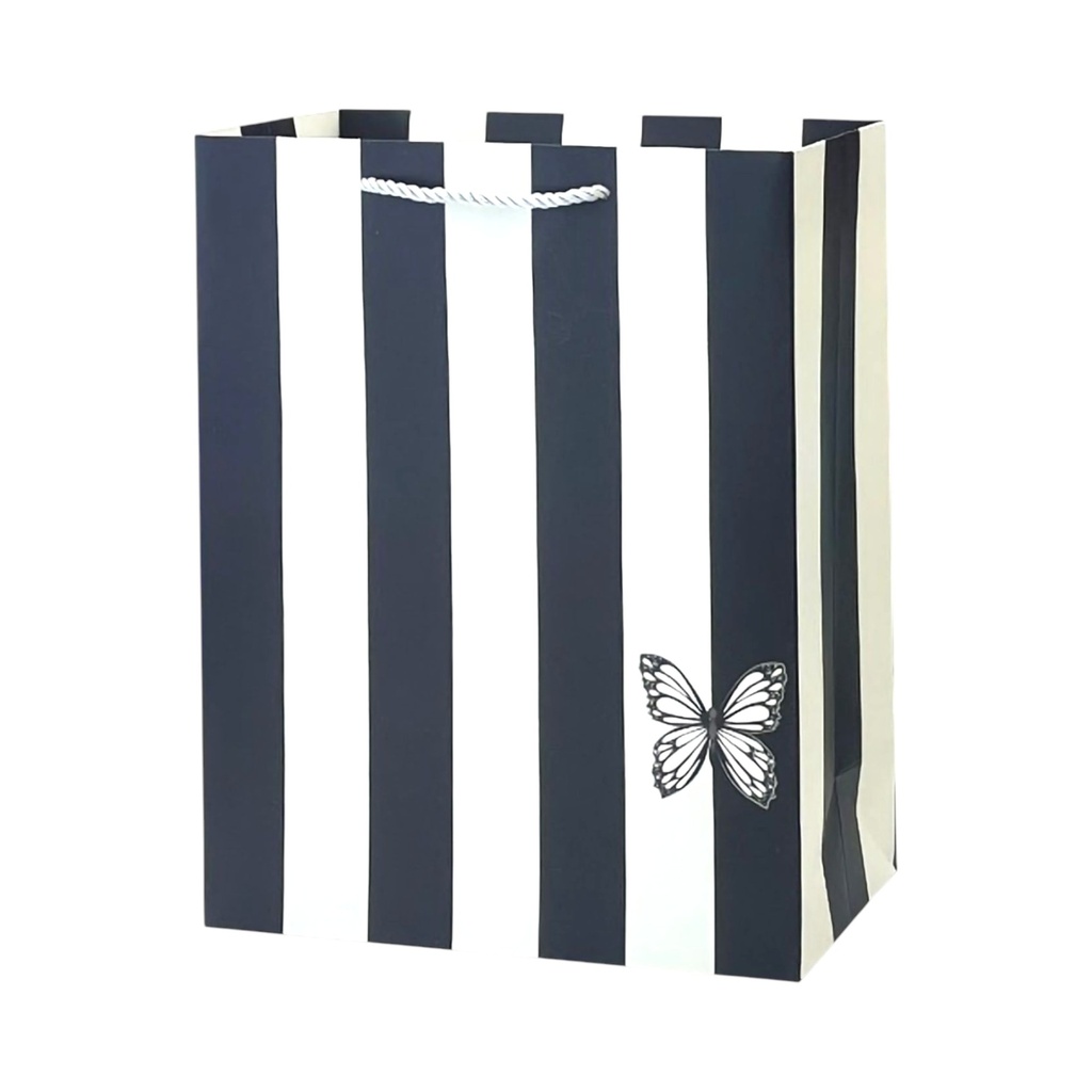 Stripe Butterfly Large Gift Bag Dark Blue