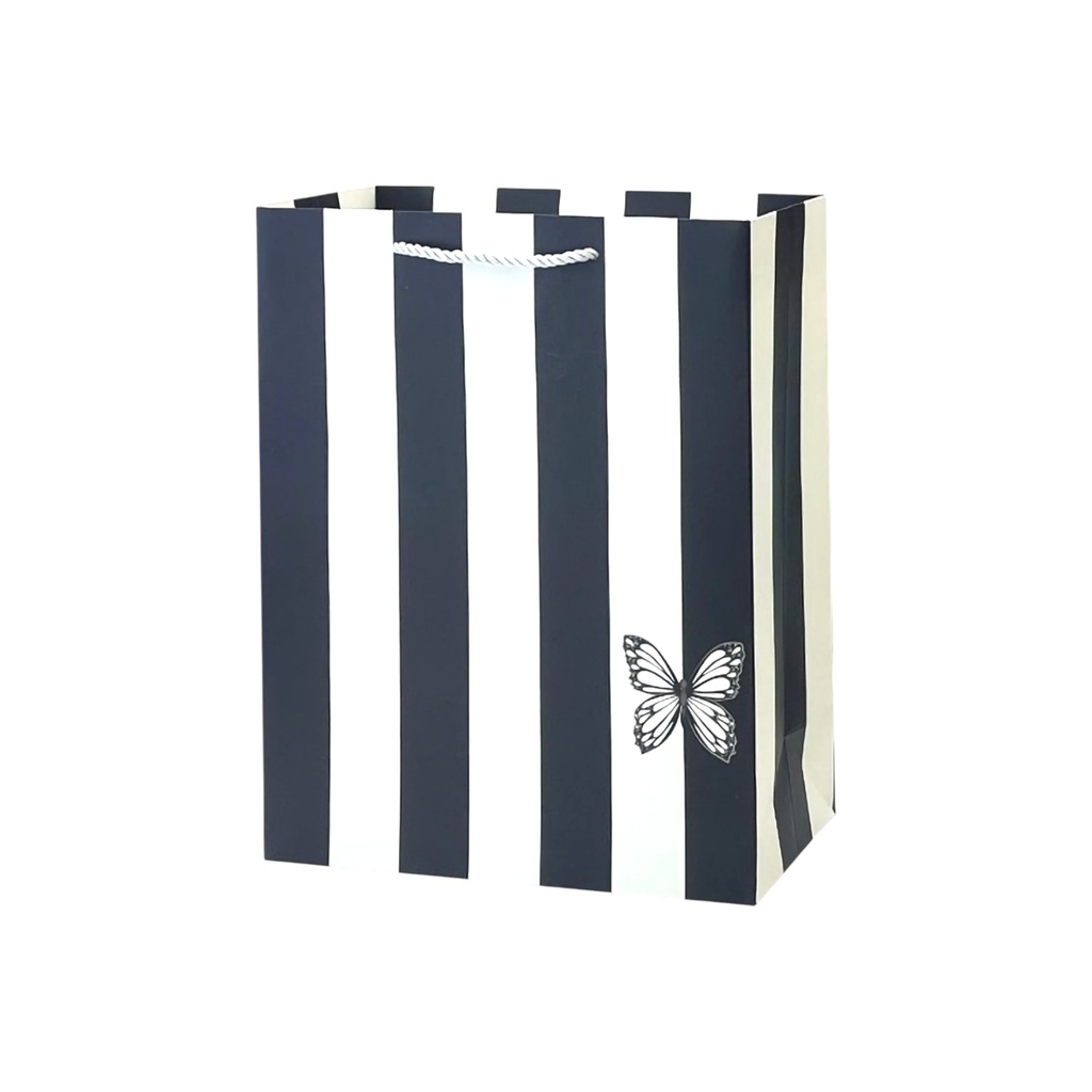 Stripe Butterfly Medium Gift Bag Dark Blue