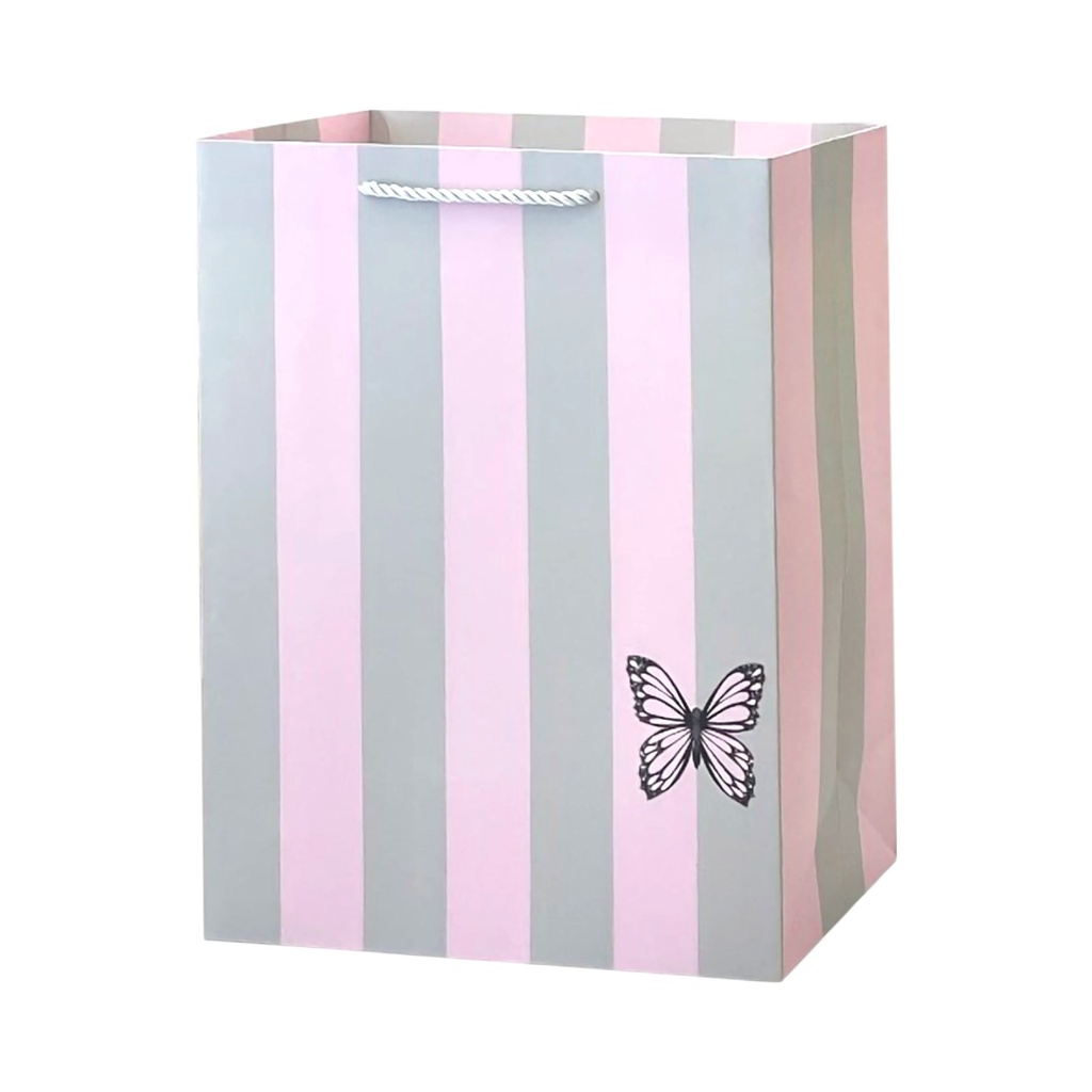 Stripe Butterfly Large Gift Bag Pink