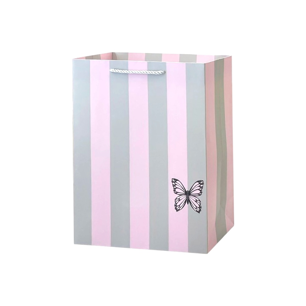 Stripe Butterfly Medium Gift Bag Pink
