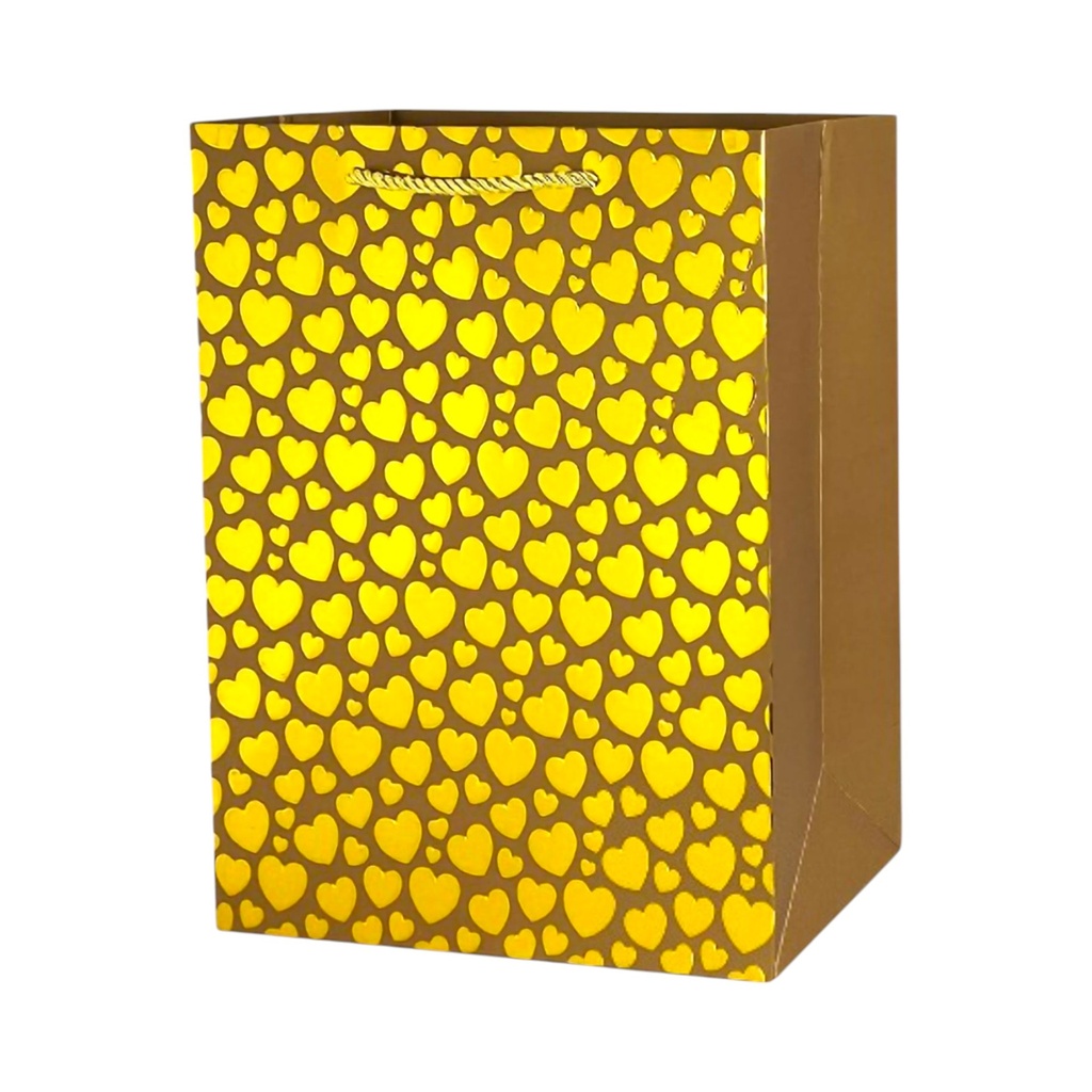Polka Dot Large Gift Bag - Gold Heart