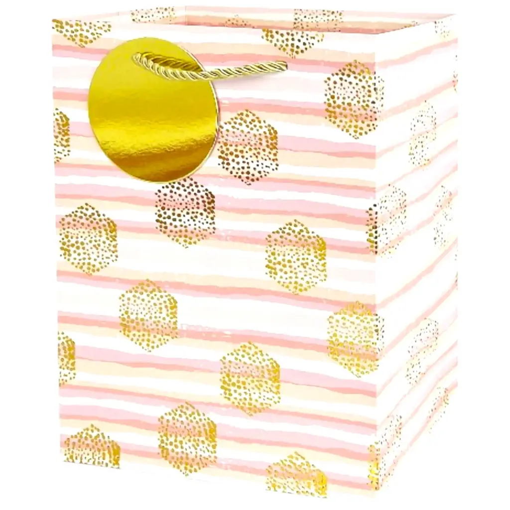 Stripe With PKDT Jumbo Gift Bag Gold Pink