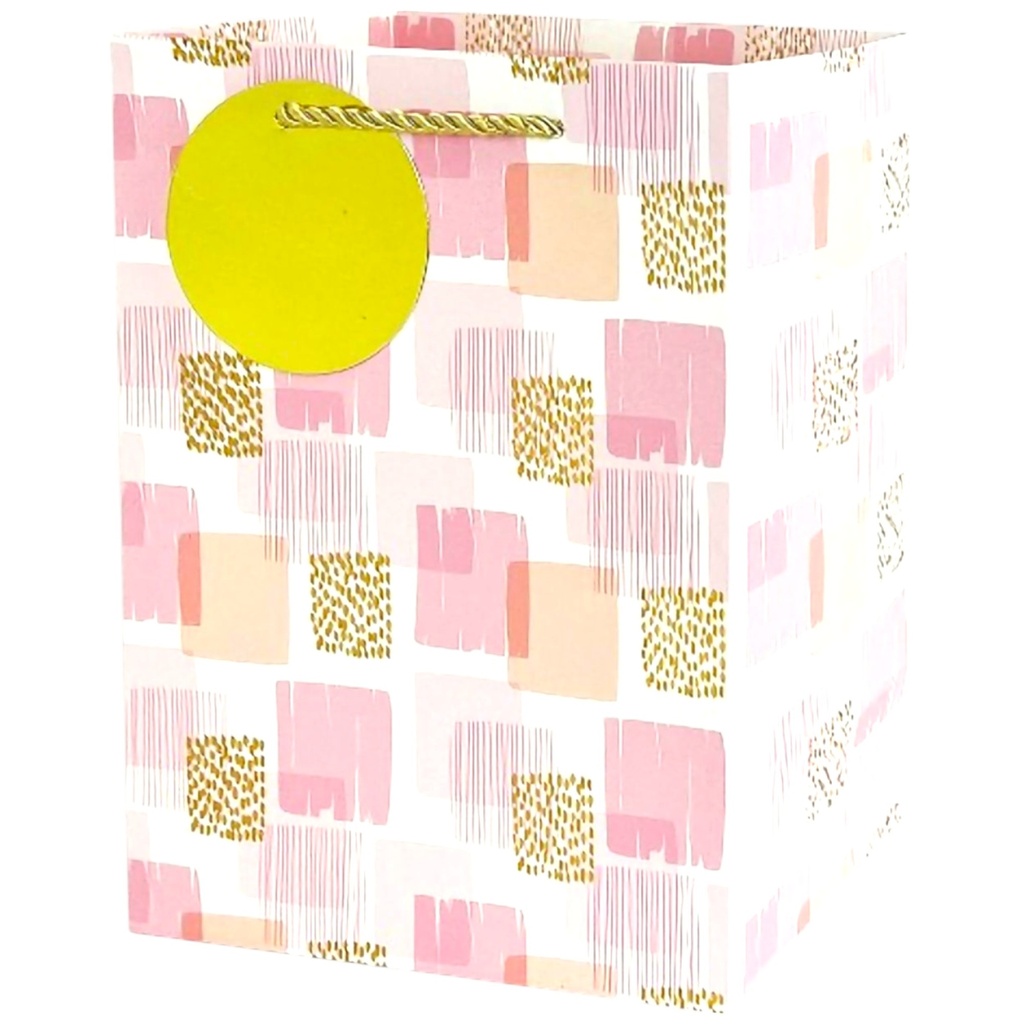 Cubes Shapes Jumbo Gift Bag Gold pink
