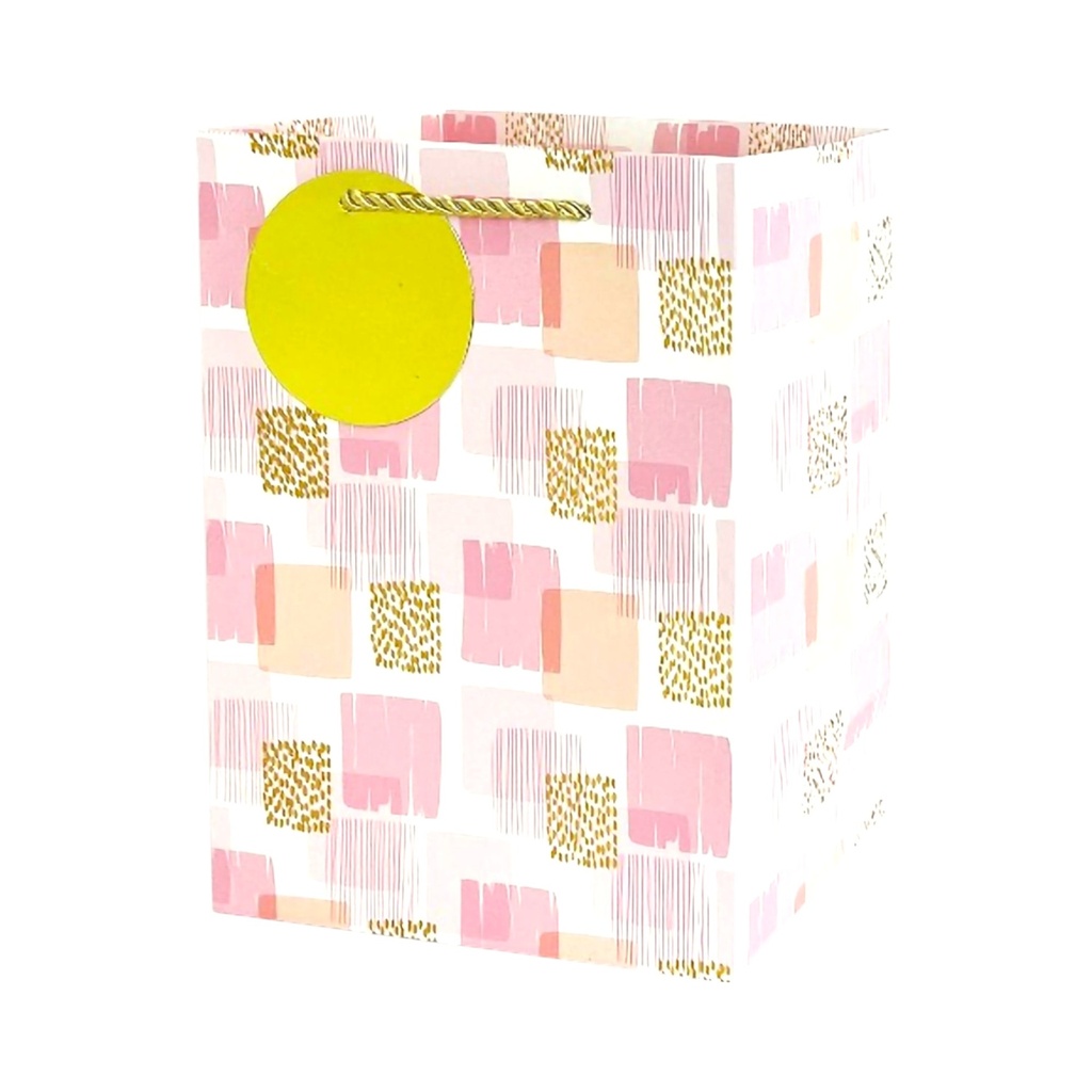 Cubes Shapes Large Gift Bag Gold pink