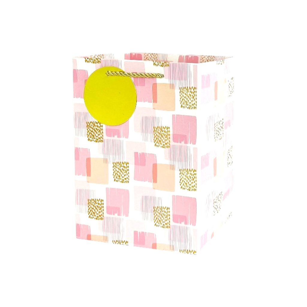 Cubes Shapes Medium Gift Bag Gold pink