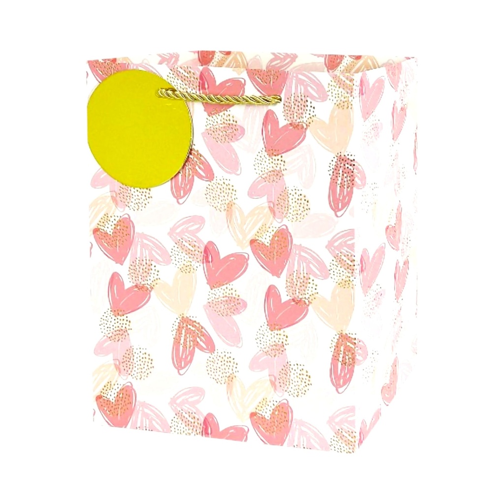 Full of Heart Large Gift Bag Gold Pink