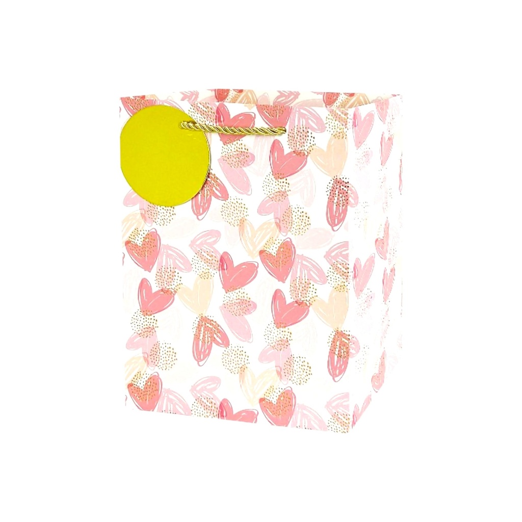 Full Of Heart Medium Gift Bag Gold Pink