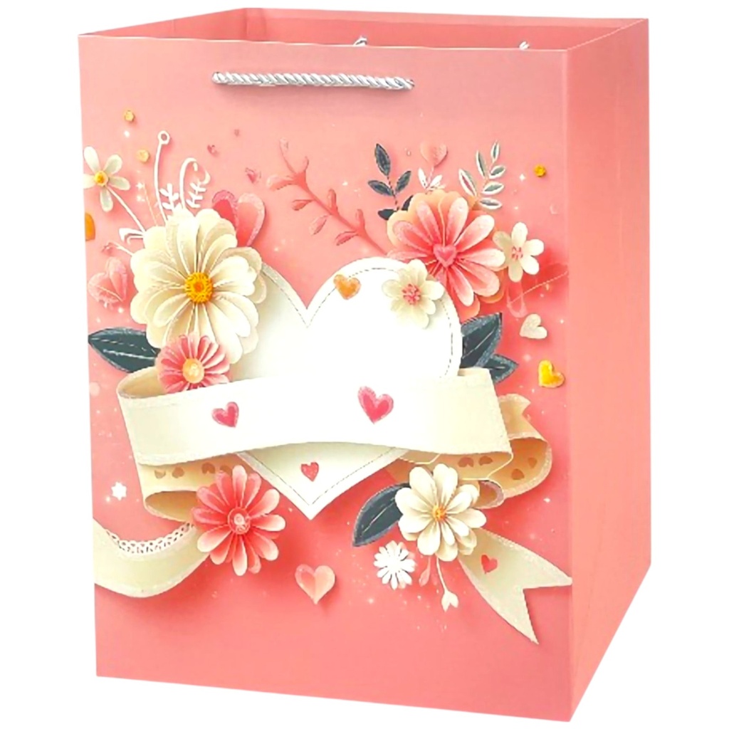 Heart of Fun Jumbo Gift Bag White Ribbon