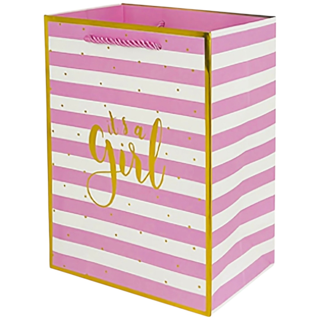 It's A Girl XXL Jumbo Gift Bag Pink Stripe