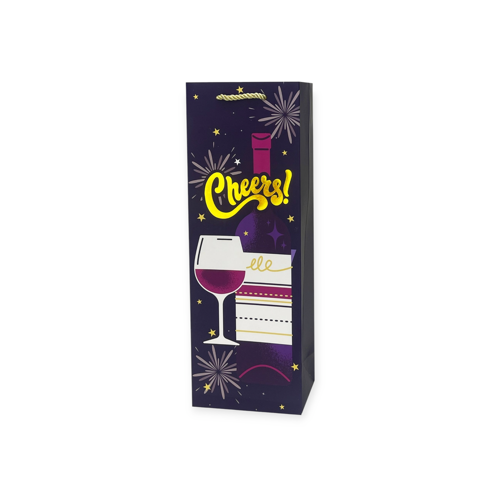 Wine Gift Bag Cheers Black