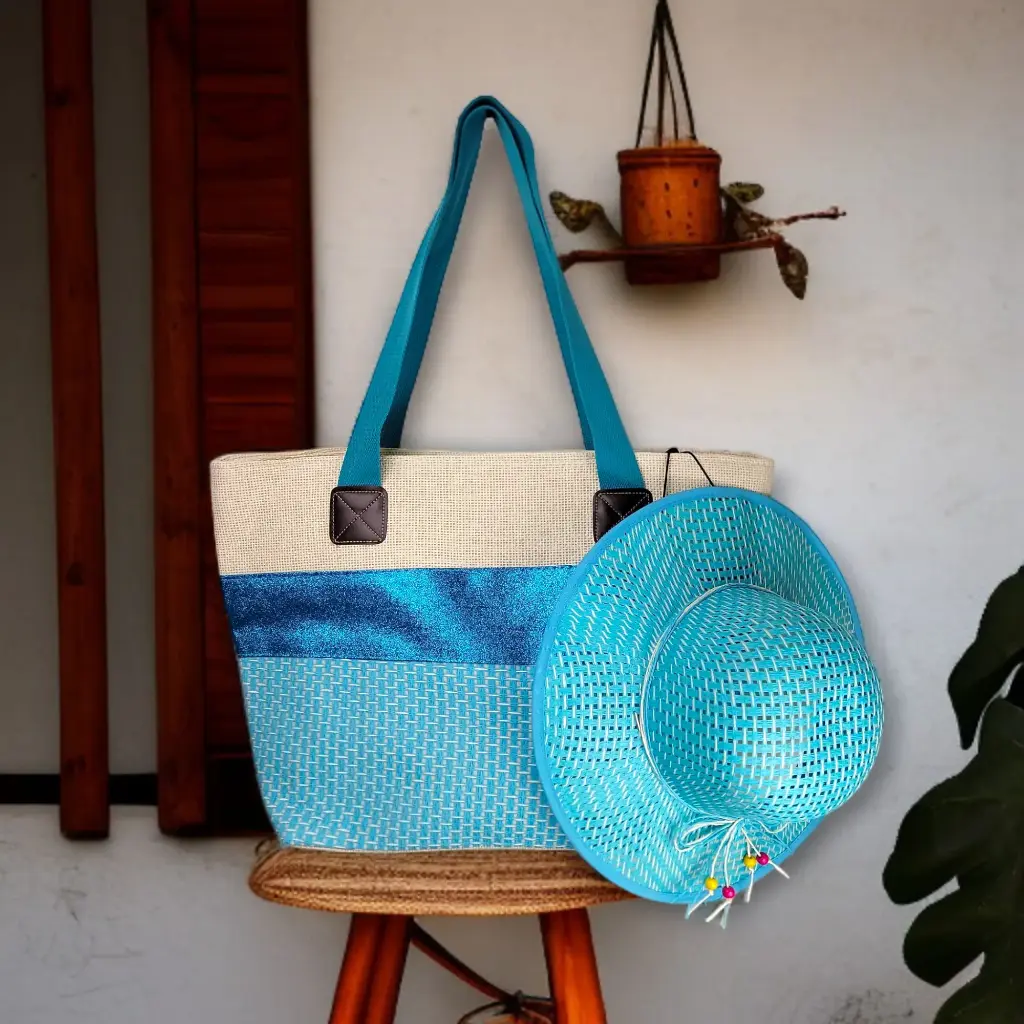 Blue Summer Fun Large Bag with Matching Hat