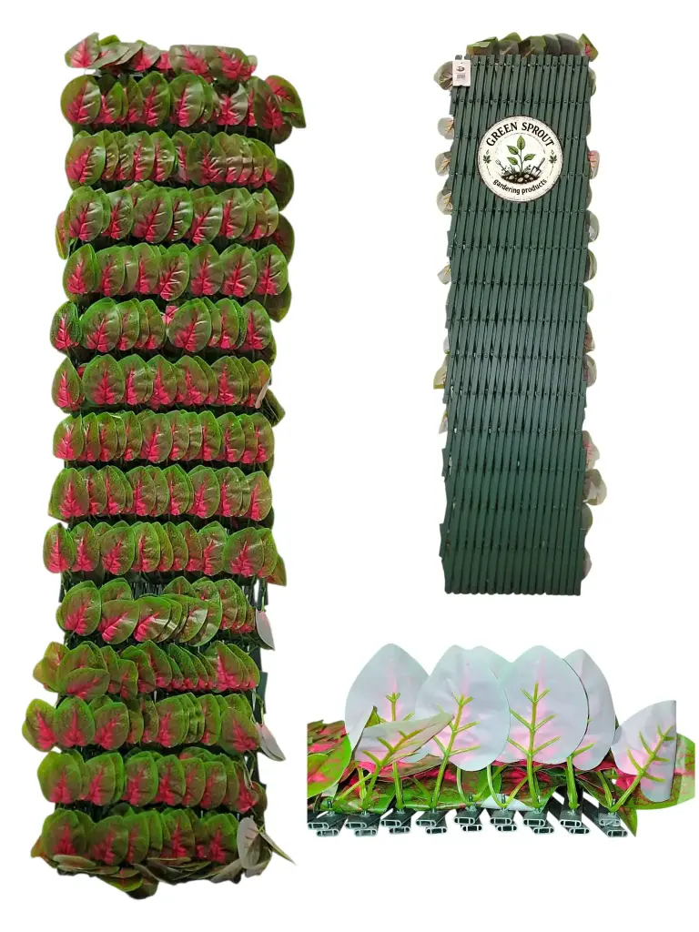 Durable PVC EXPANDABLE TRELLIS 36 in x 72 in Caladium leaves (fence)