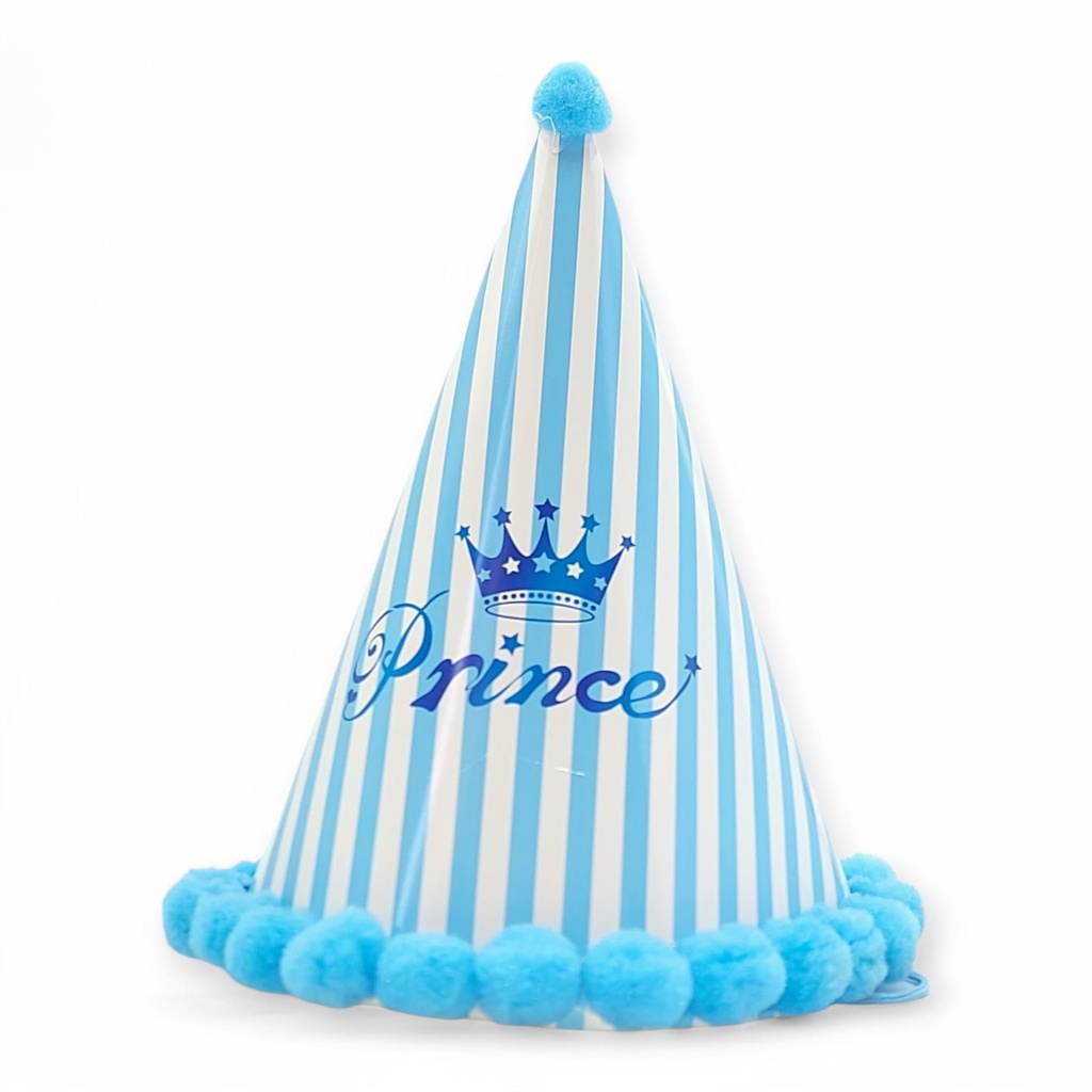  Large HBD Hat Princess Crown Blue Stripe