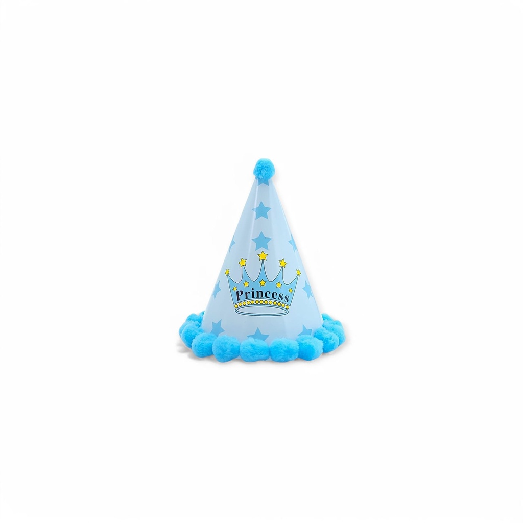 HBD Hat Princess Star Crown Blue