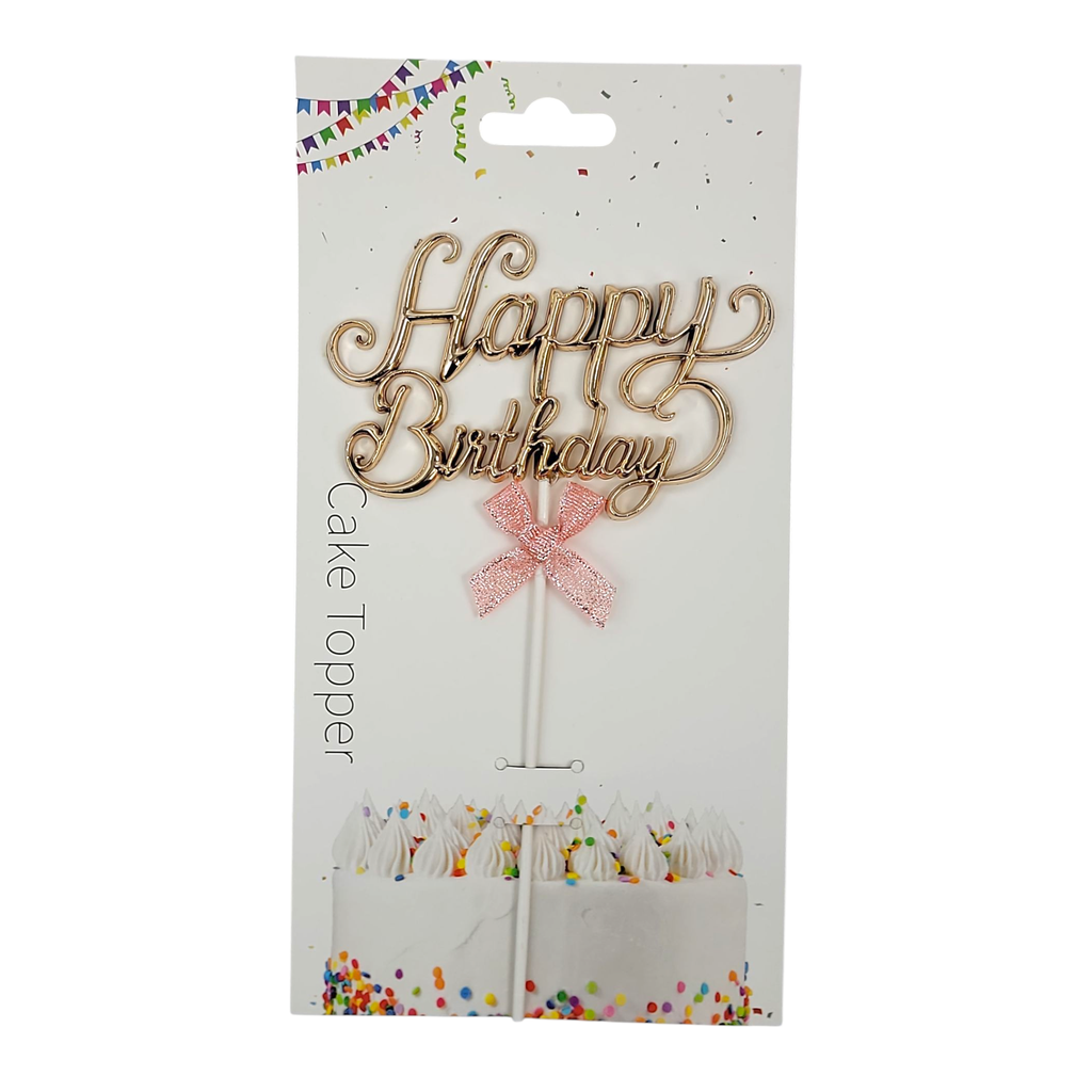 Plastic Happy Birthday Cake Topper Rose Gold